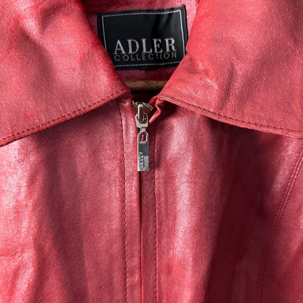 Adler Collection Women’s Red Genuine Leather Zipper Jacket Classic Stylish - Picture 3 of 12